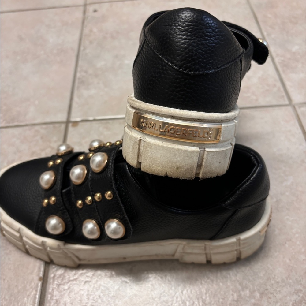 KarlLagerfeld Black Sneakers with Pearl and Gold Details - Picture 3 of 3